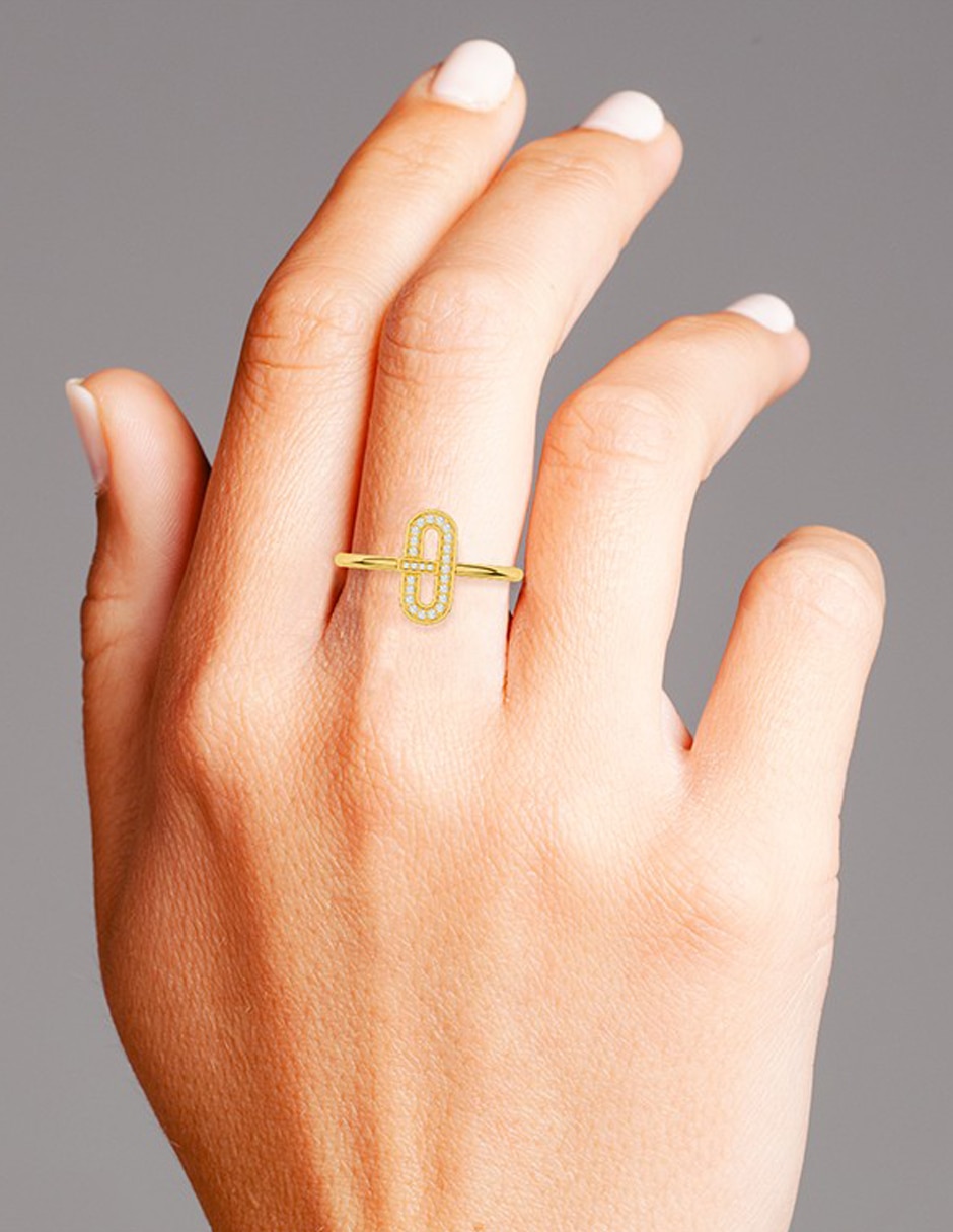 Anillo ovalado Smart 14 k de oro amarillo diamante pulido