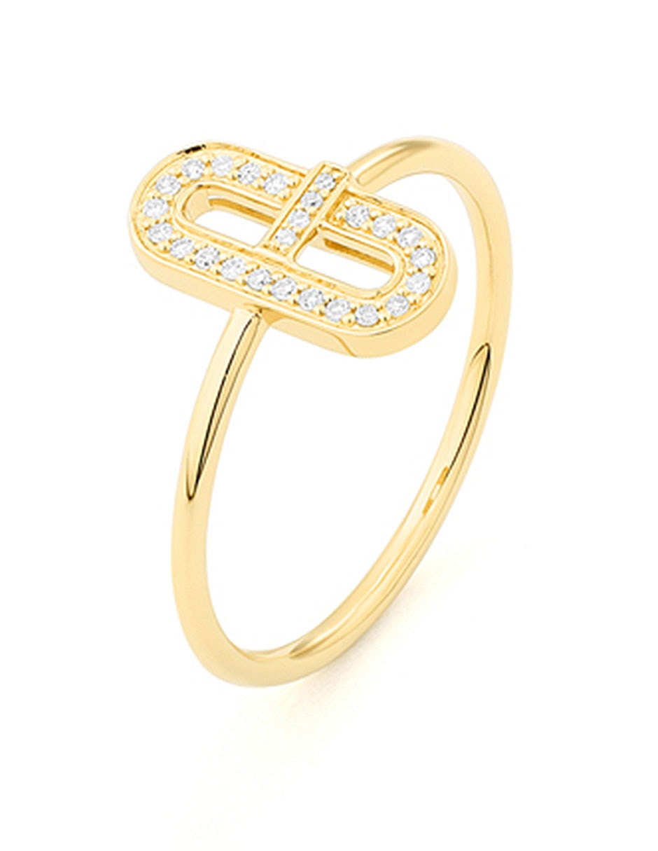 Anillo ovalado Smart 14 k de oro amarillo diamante pulido