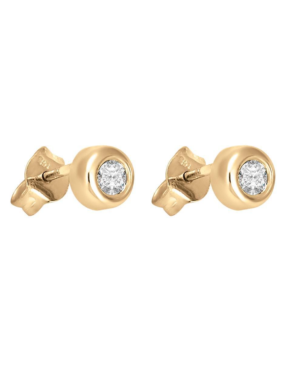 Broqueles circulares de oro amarillo con acabado brillante diamante 2