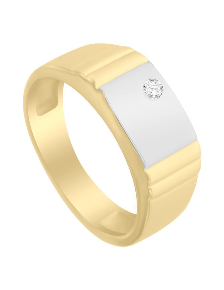Anillo redondo Johan 14 k de oro diamante brillante 4
