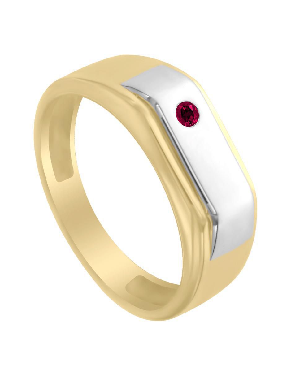 Anillo redondo Joaquín 14 k de oro rubí brillante 4