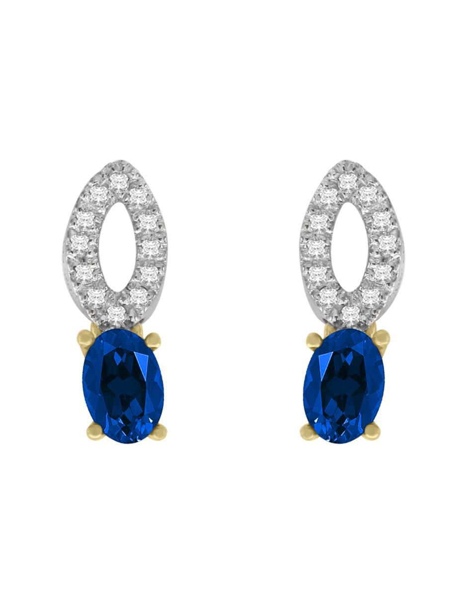 Aretes ovalados de oro con acabado pavé zafiro y diamante Aretes ovalados de oro con acabado pavé zafiro y diamante