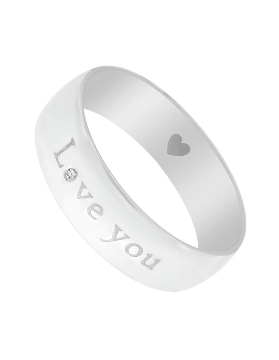 Anillo redondo Love You 14 k de oro diamante brillante 2