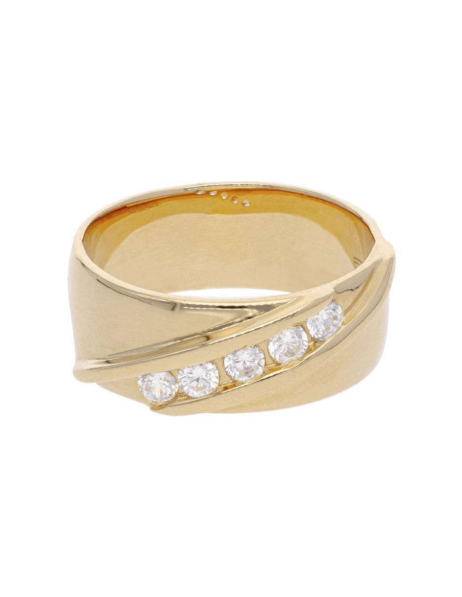 Anillo redondo 14 k de oro rosa zirconia brillante
