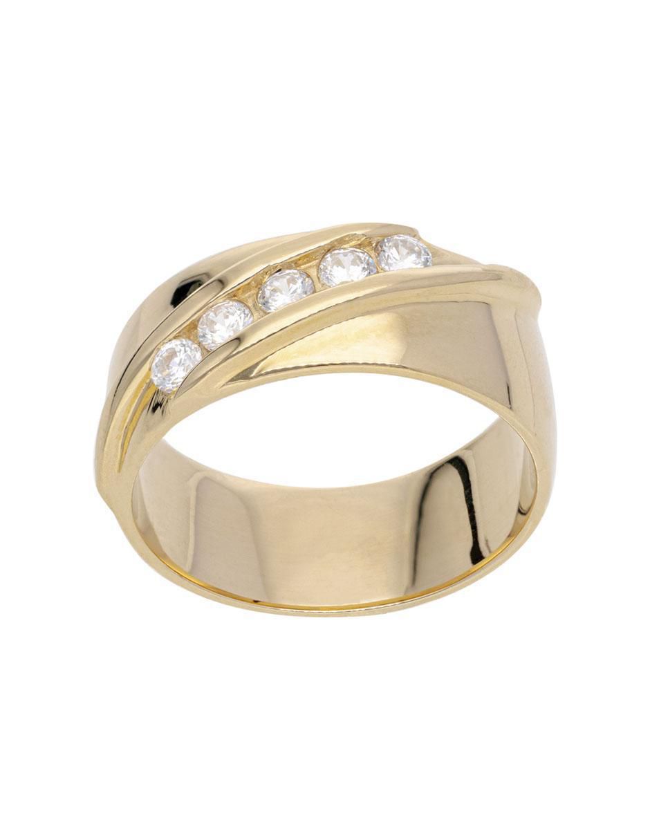 Anillo redondo 14 k de oro rosa zirconia brillante 4