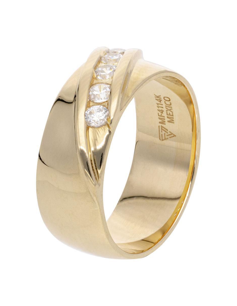 Anillo redondo 14 k de oro rosa zirconia brillante 3
