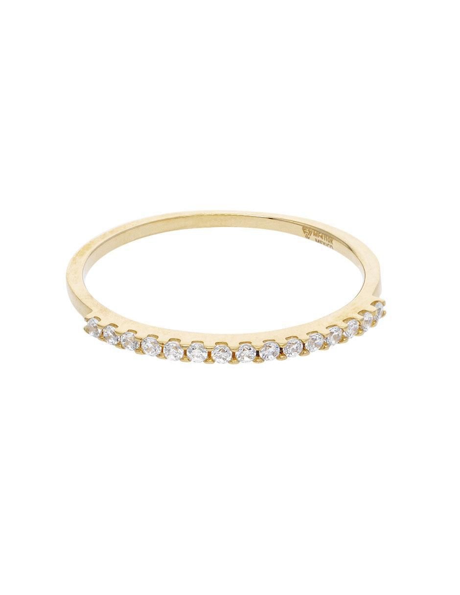 Anillo redondo 14 k de oro blanco zirconia brillante Anillo redondo 14 k de oro blanco zirconia brillante