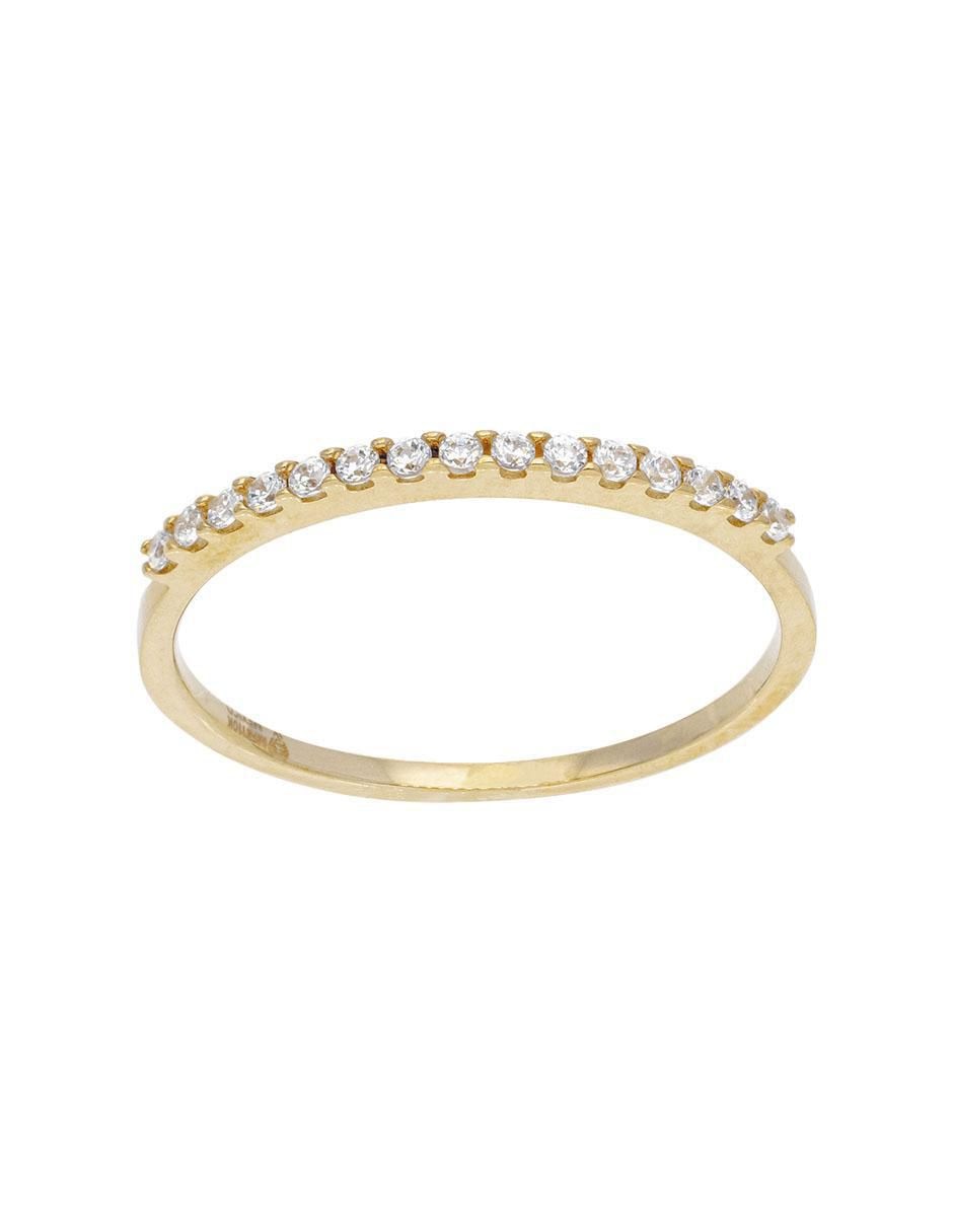 Anillo redondo 14 k de oro blanco zirconia brillante 3