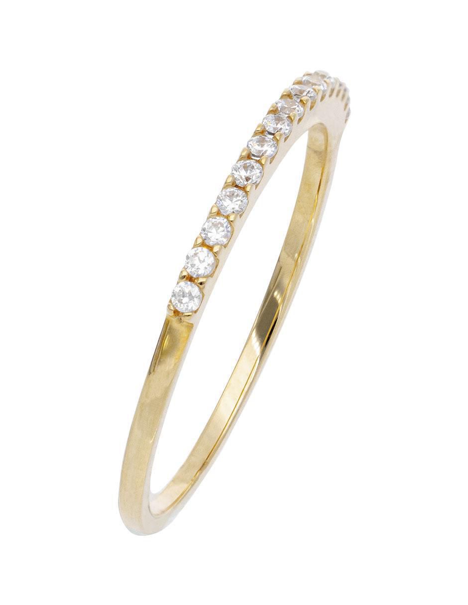 Anillo redondo 14 k de oro blanco zirconia brillante 2