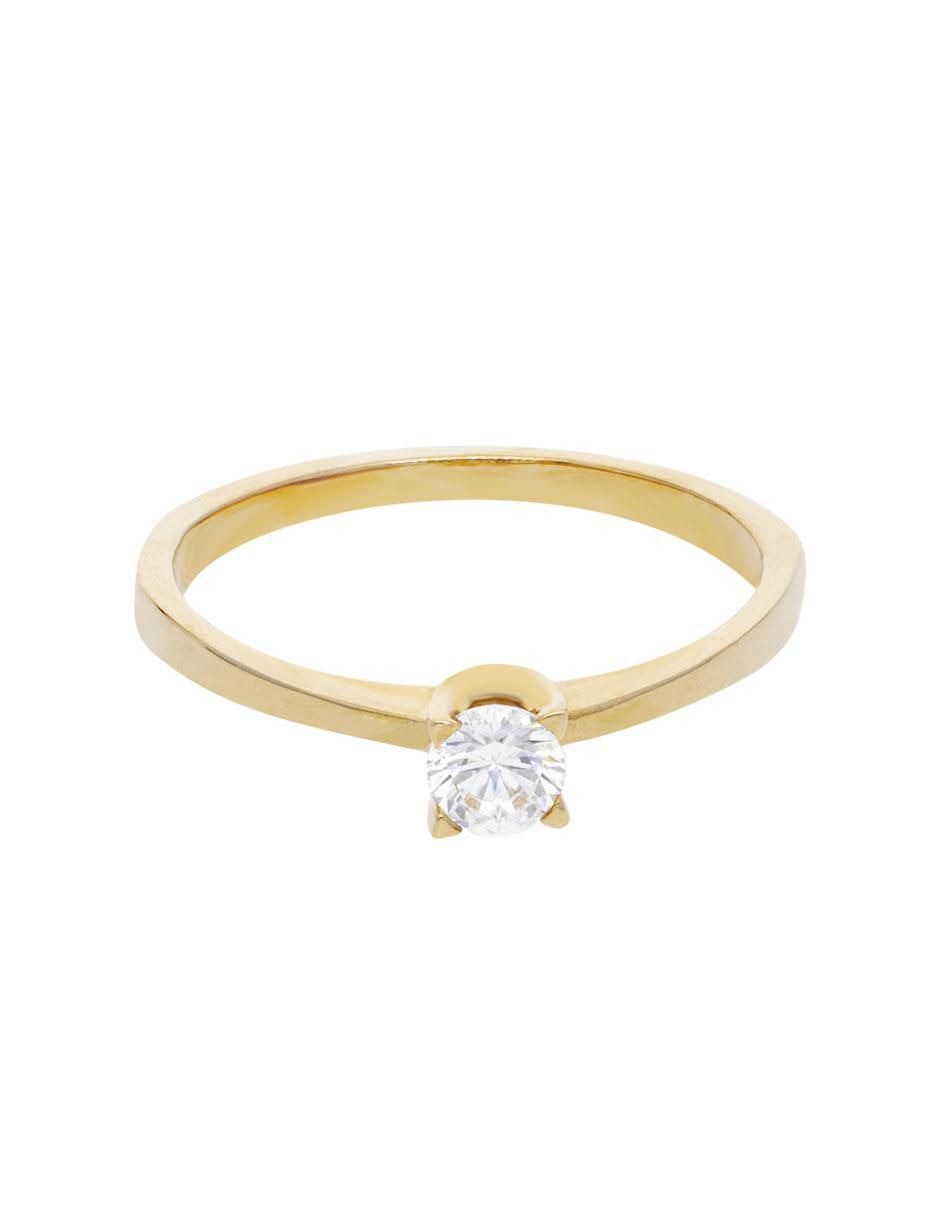 Anillo redondo 14 k de oro amarillo zirconia brillante Anillo redondo 14 k de oro amarillo zirconia brillante
