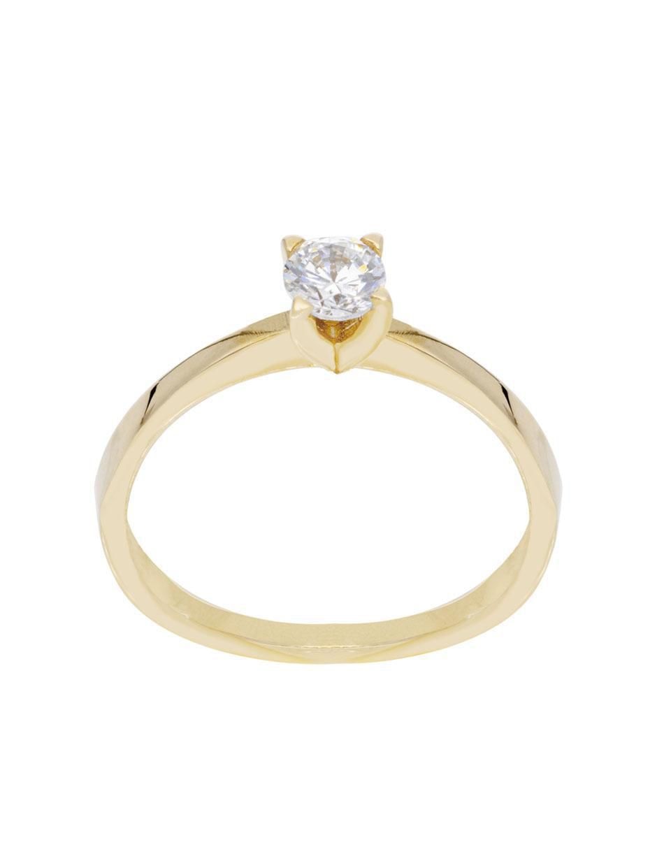 Anillo redondo 14 k de oro amarillo zirconia brillante 3