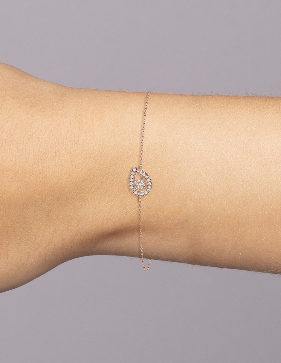 Pulsera de oro rosa con diamante 14 k Smart con acabado brillante 2