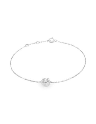 Pulsera de oro blanco con diamante 14 k Smart con acabado brillante