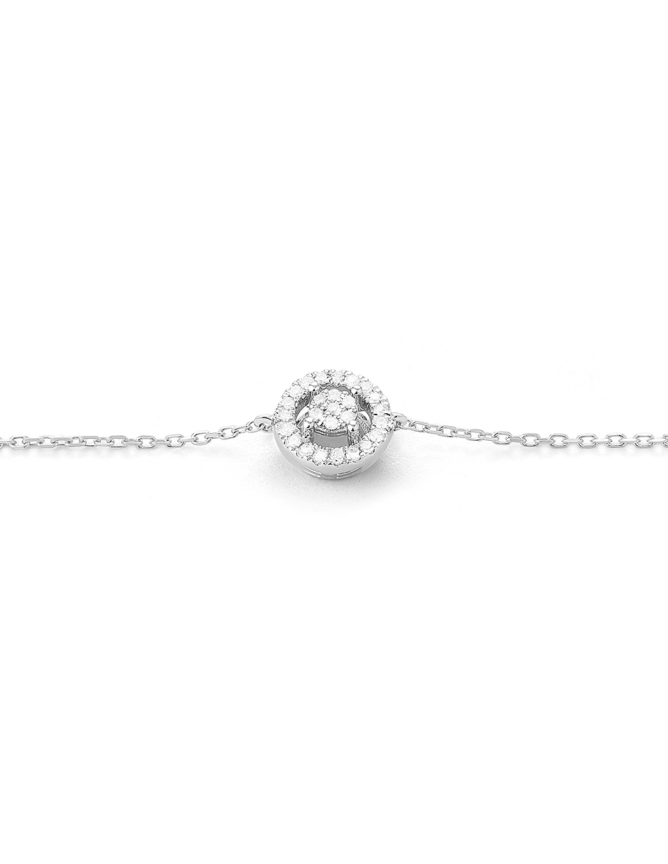 Pulsera de oro blanco con diamante 14 k Smart con acabado pavé
