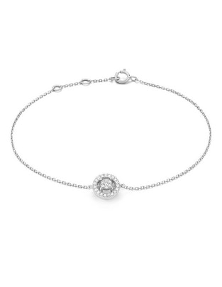 Pulsera de oro blanco con diamante 14 k Smart con acabado pavé 1