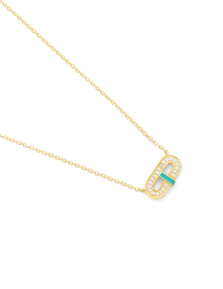 Colgante y dije ovalado Facet Barcelona Smart de oro amarillo 14 K