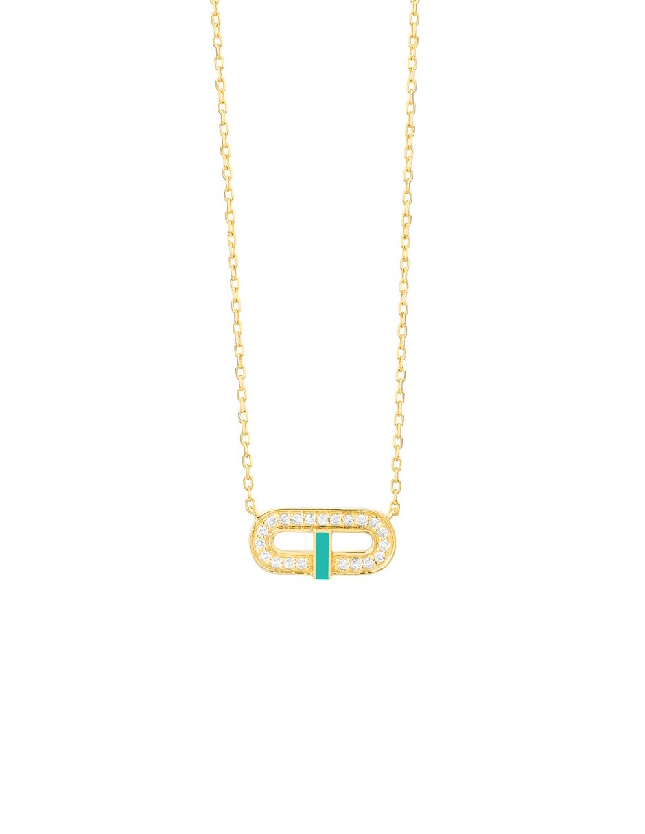 Colgante y dije ovalado Facet Barcelona Smart de oro amarillo 14 K
