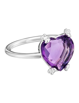 Anillo con gema de corazón P 925 de plata amatista brillante