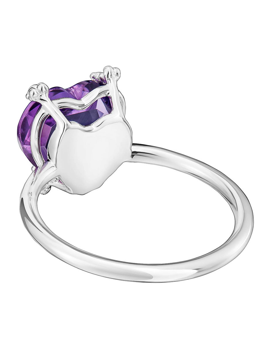 Anillo con gema de corazón P 925 de plata amatista brillante