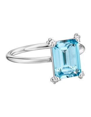 Anillo rectangular Tous Color Pills de plata topacio brillante