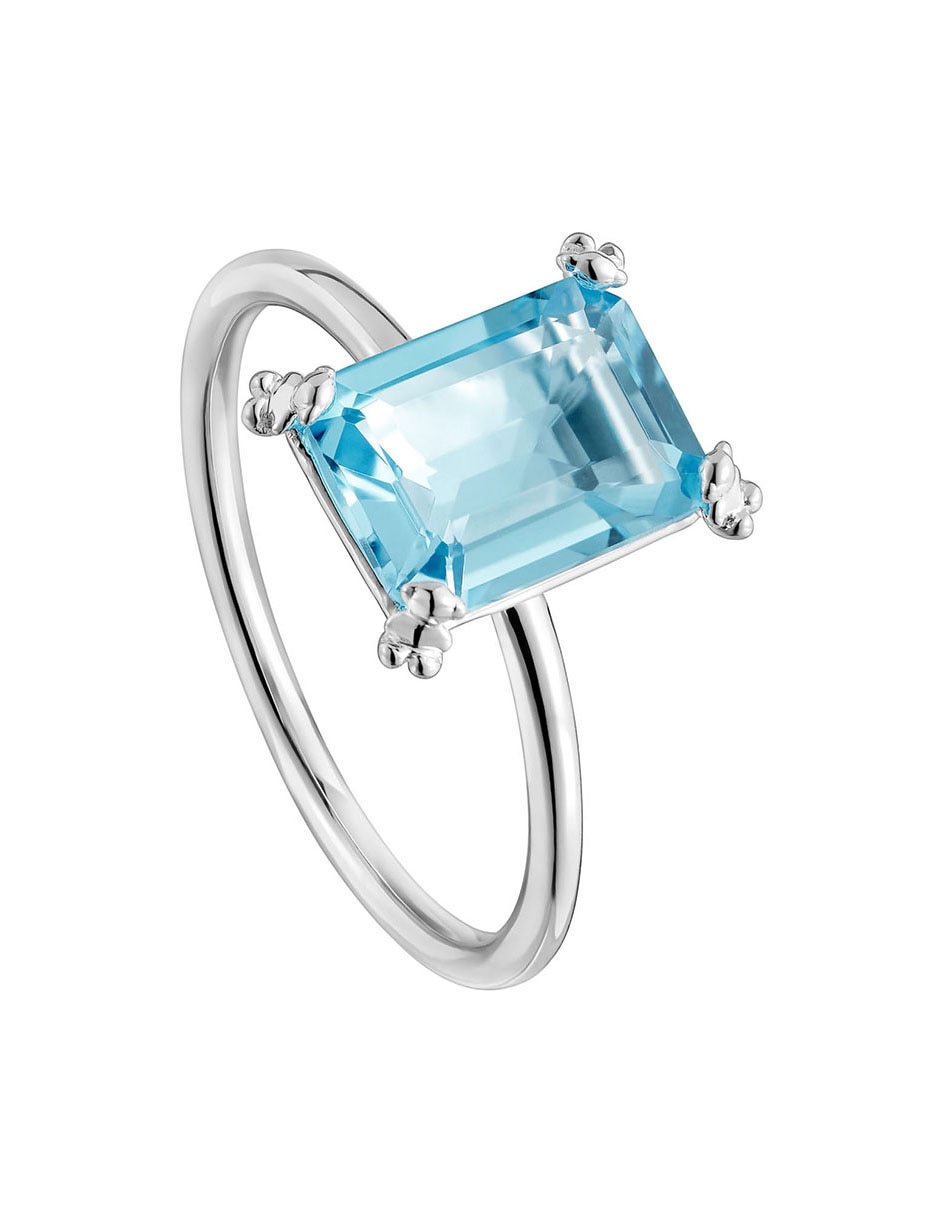 Anillo rectangular Tous Color Pills de plata topacio brillante