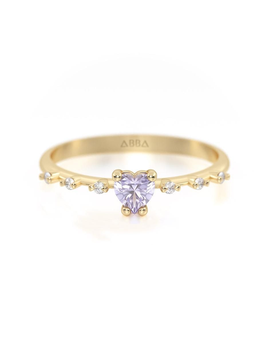 Anillo de corazón 10 k de oro zirconia brillante Anillo de corazón 10 k de oro zirconia brillante