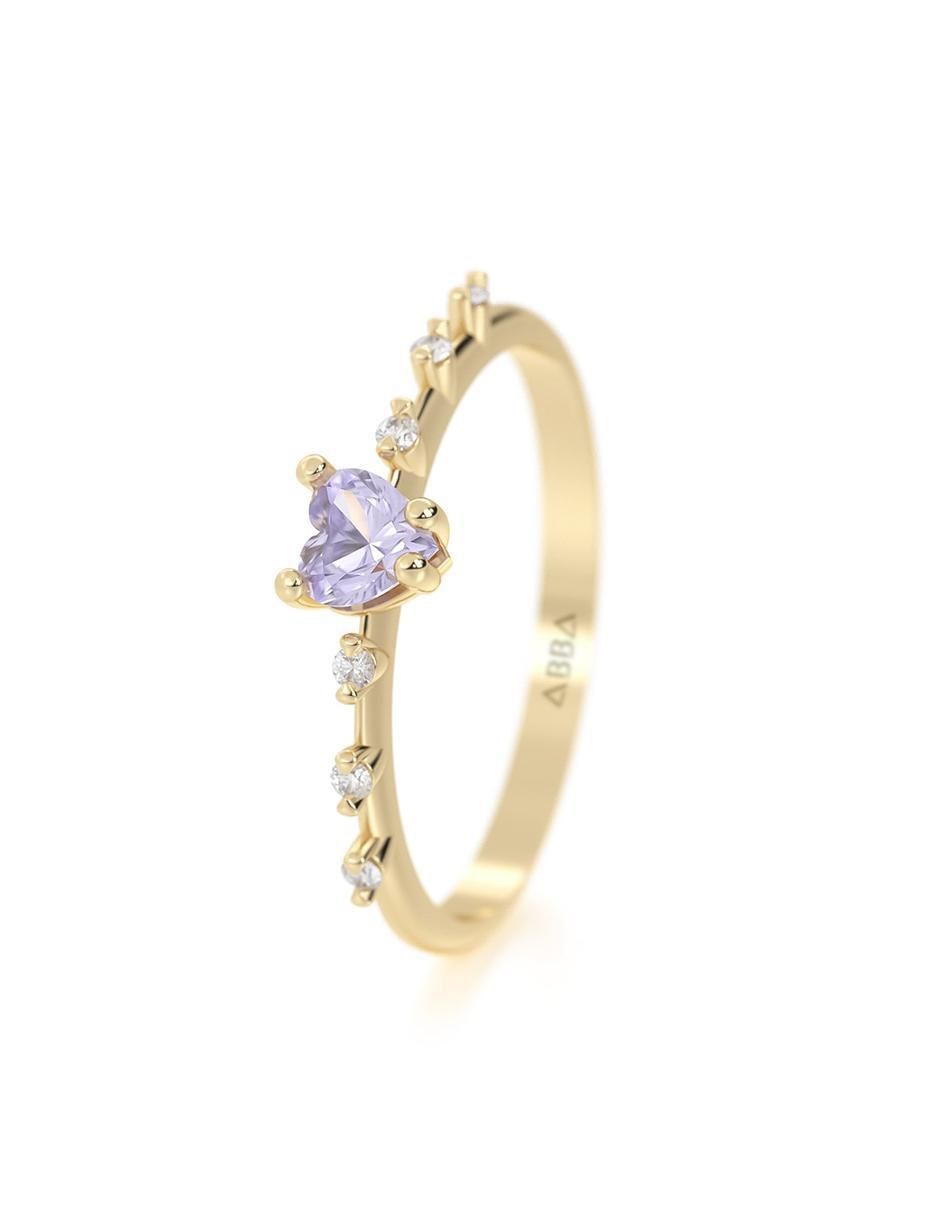 Anillo de corazón 10 k de oro zirconia brillante 5