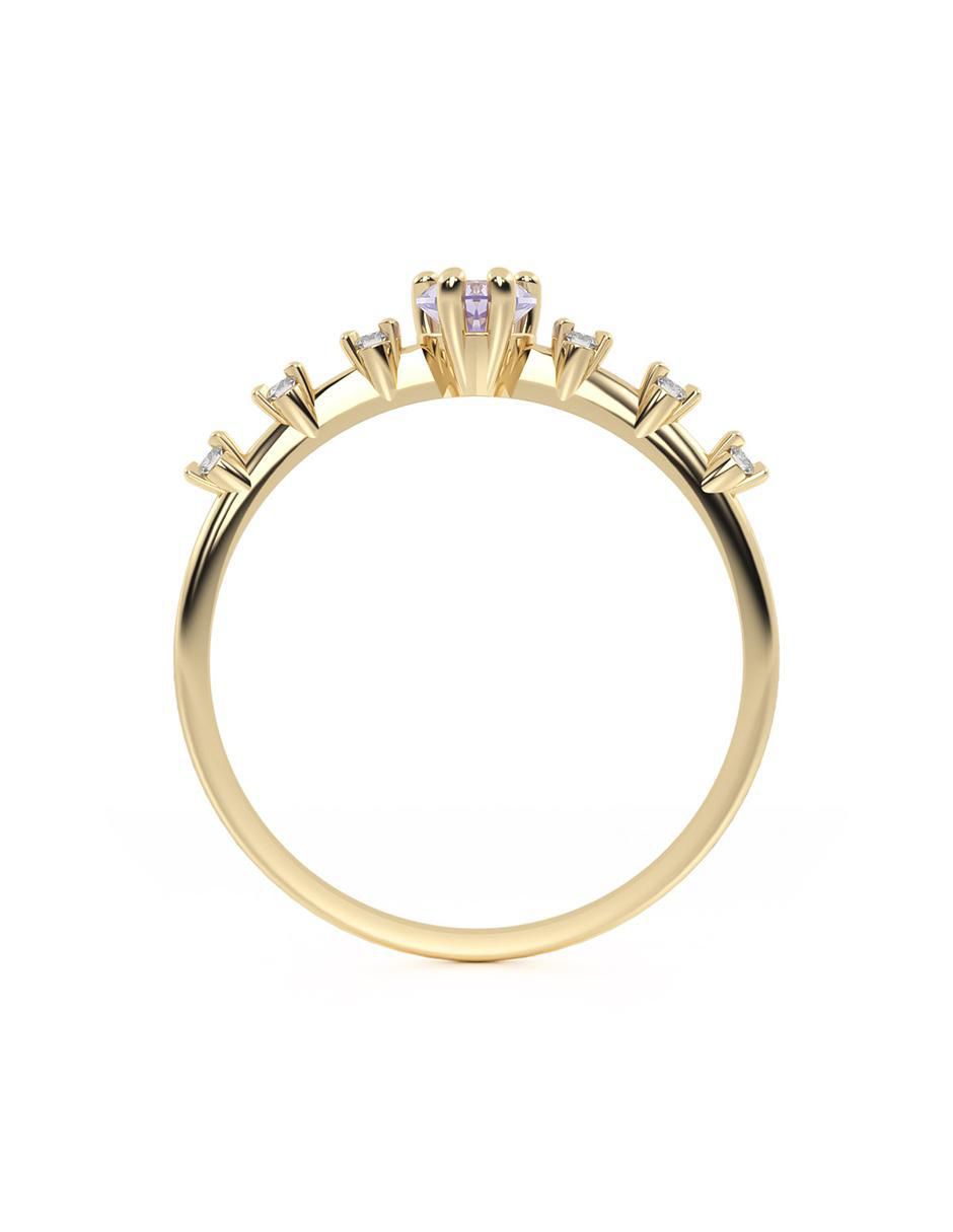 Anillo de corazón 10 k de oro zirconia brillante 4