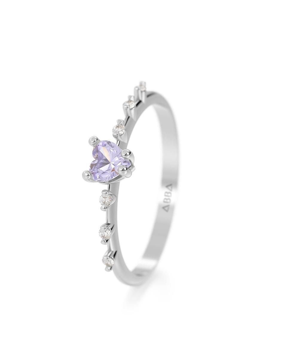 Anillo de corazón de oro zirconia brillante 2