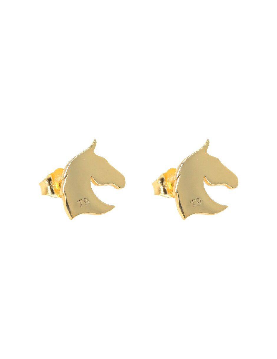 Broqueles de caballo de plata P 925 con acabado baño de oro