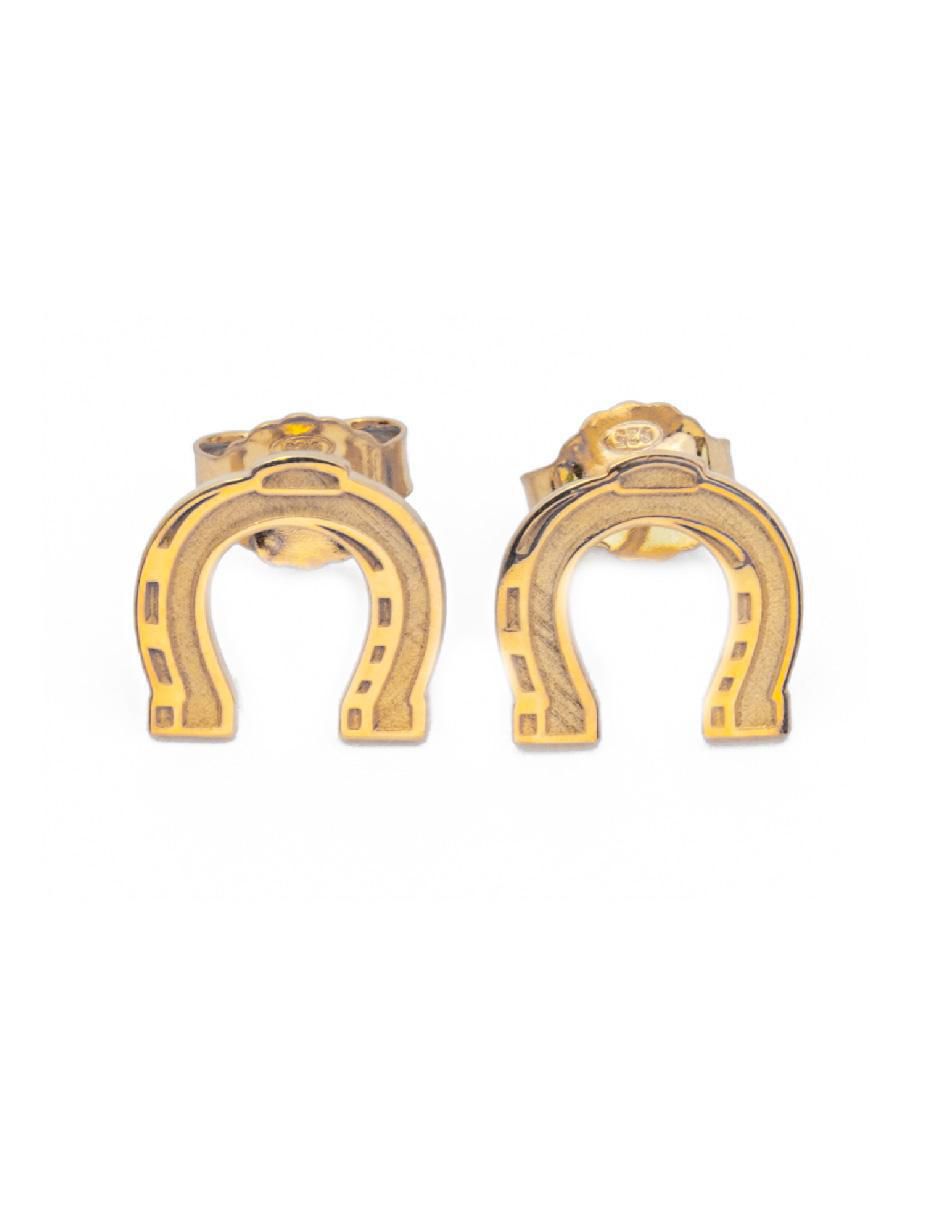 Broqueles de caballo de plata P 925 con acabado baño de oro
