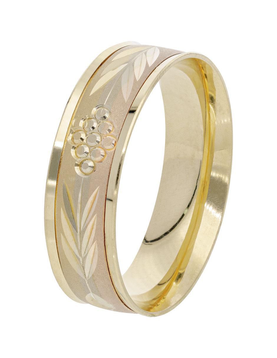 Anillo redondo 14 k de oro amarillo brillante 3