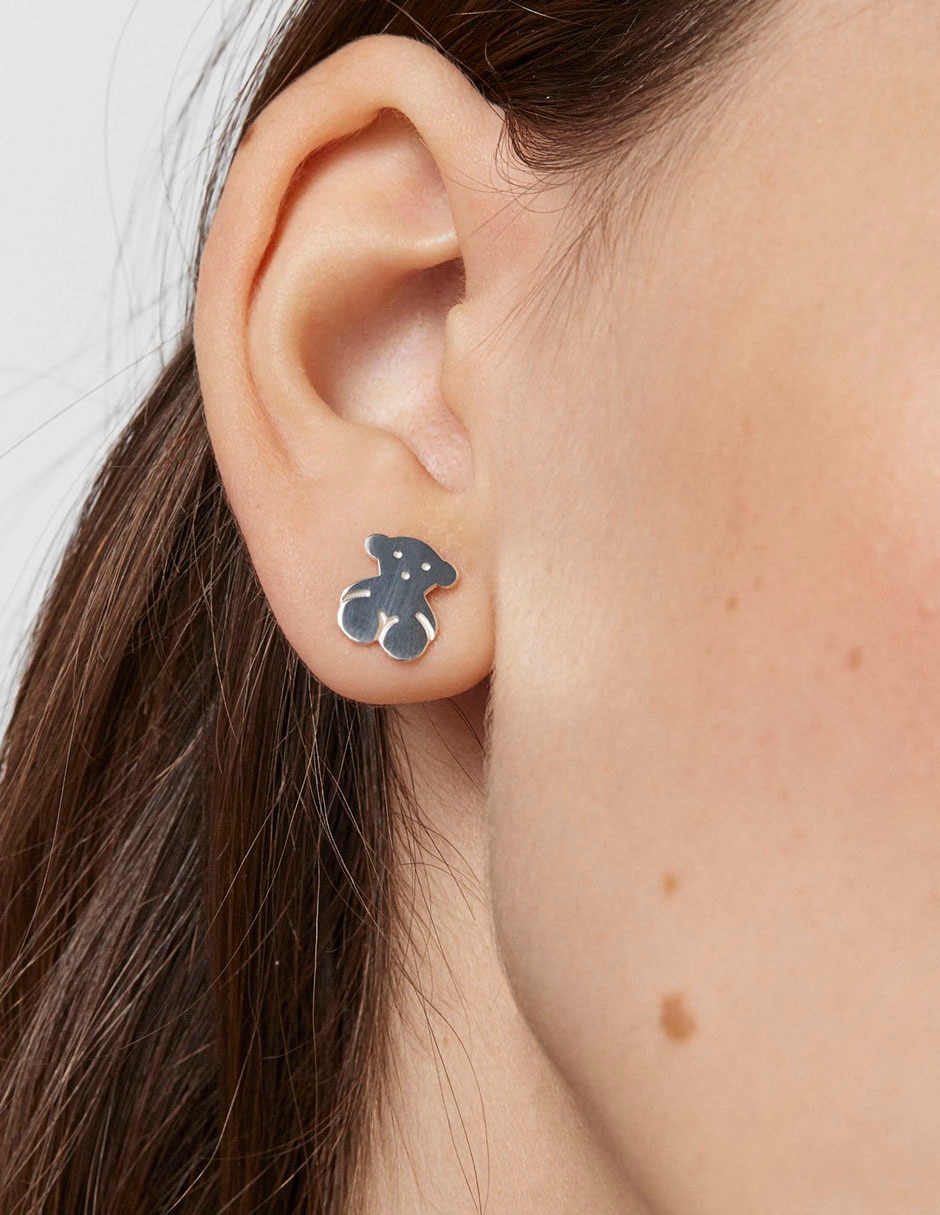 Aretes de oso Bear de plata P 925 con acabado brillante 6