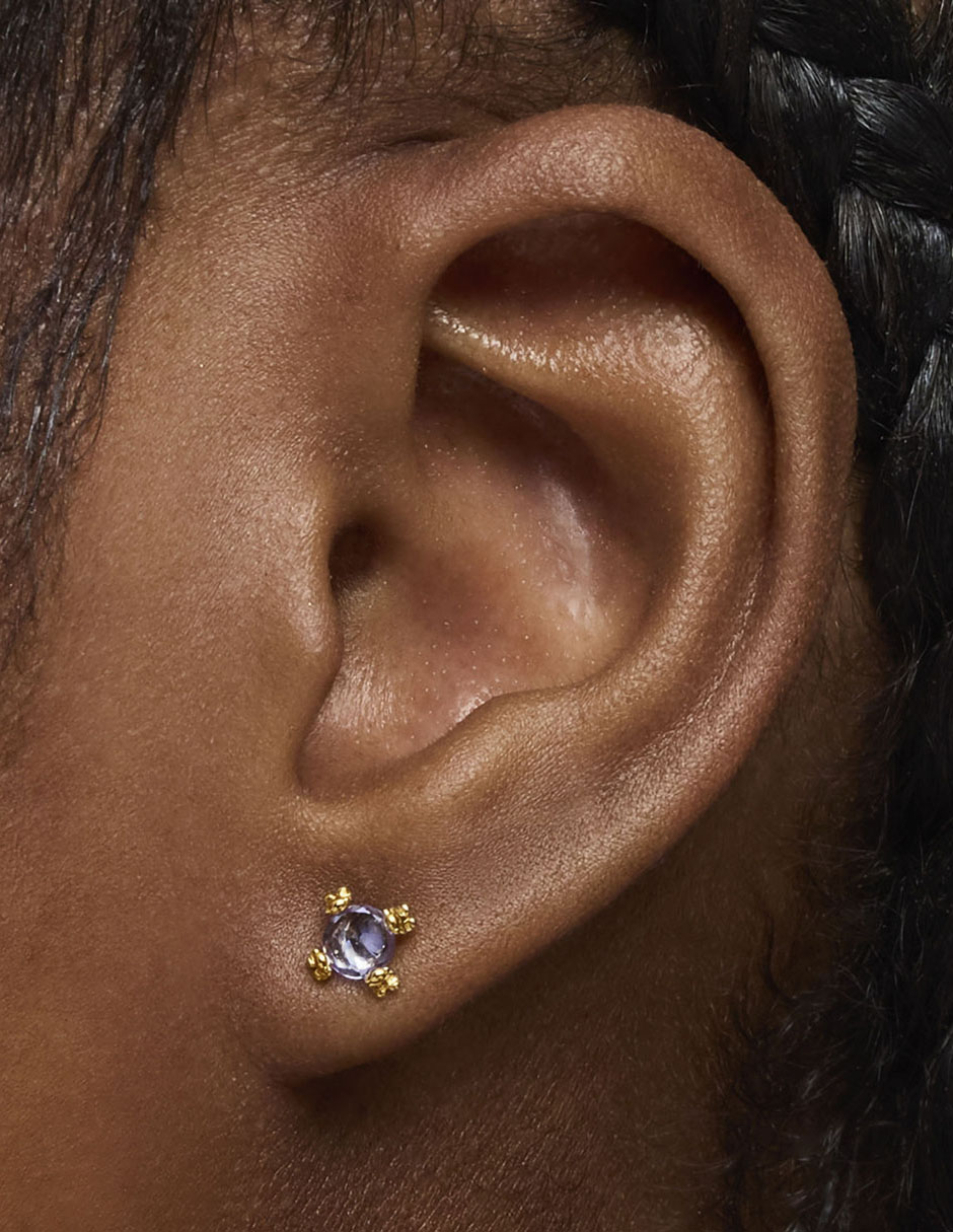 Aretes de oso Tous de oro con acabado brillante tanzanita