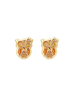 Broqueles de búho de oro con acabado brillante Broqueles de búho de oro con acabado brillante
