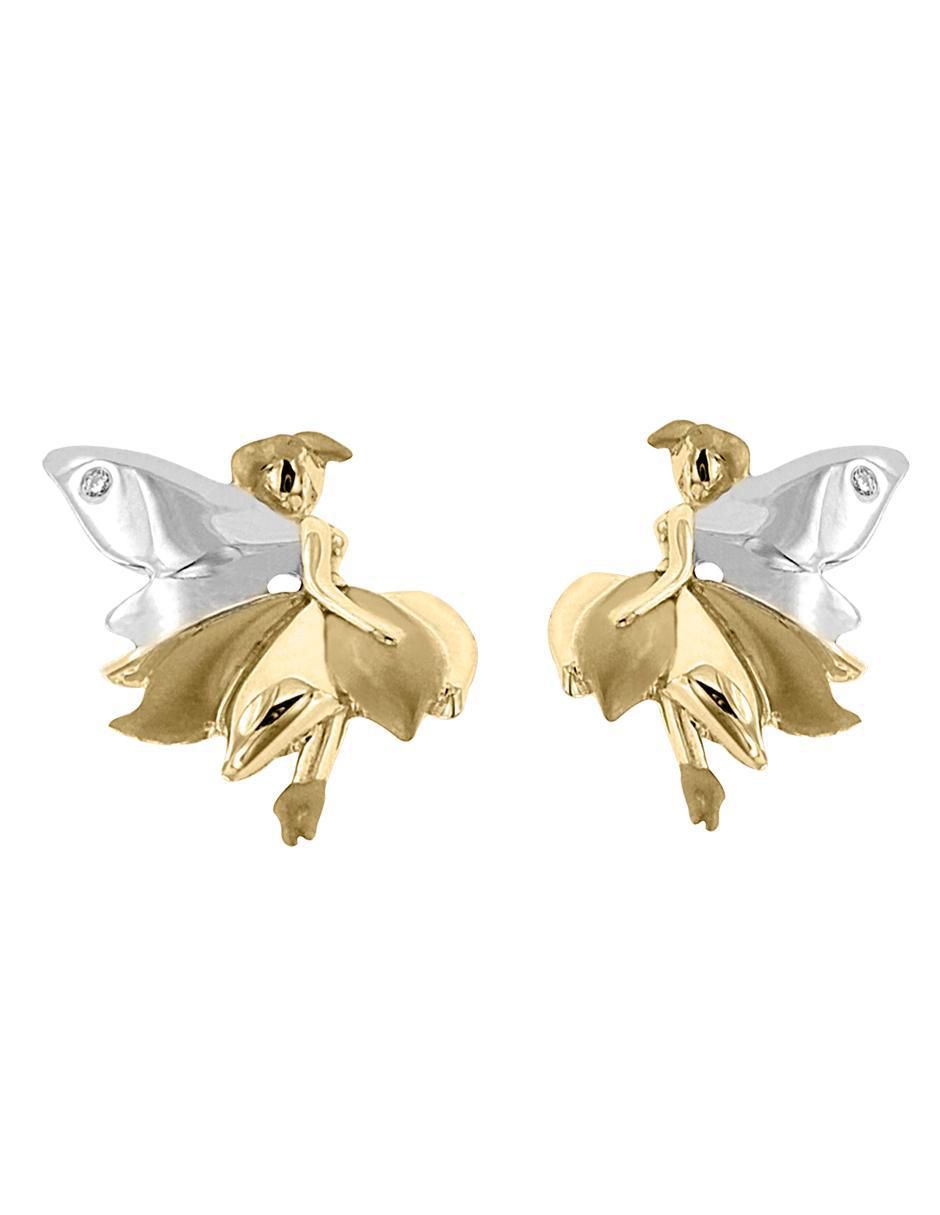 Aretes de hada de oro con acabado brillante diamante Aretes de hada de oro con acabado brillante diamante