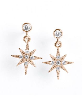 Aretes de estrella de oro 14 K con acabado brillante Aretes de estrella de oro 14 K con acabado brillante