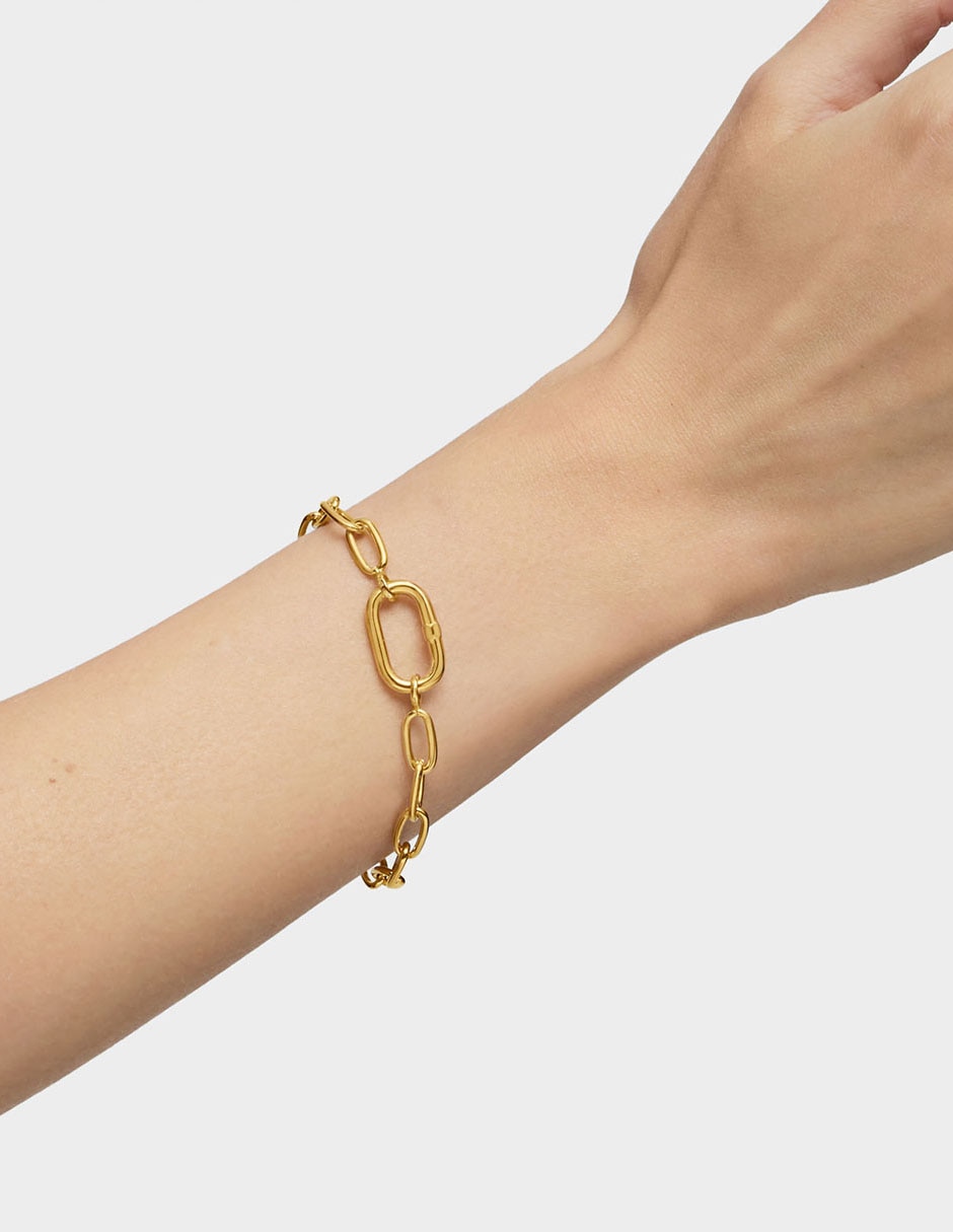 Pulsera de plata p 925 Hold Oval con acabado baño de oro Pulsera de plata p 925 Hold Oval con acabado baño de oro