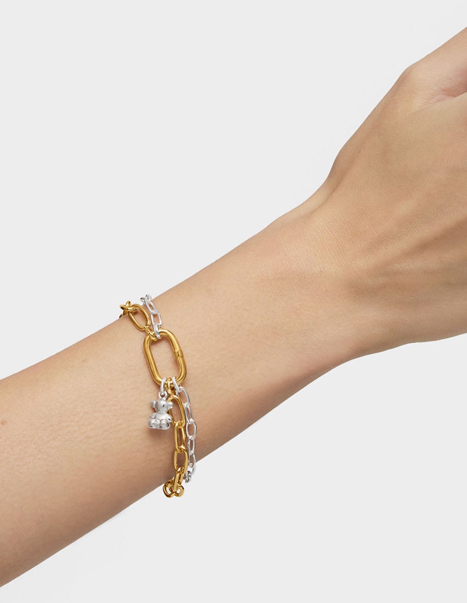 Pulsera de plata P 925 Hold Oval acabado baño de oro 6
