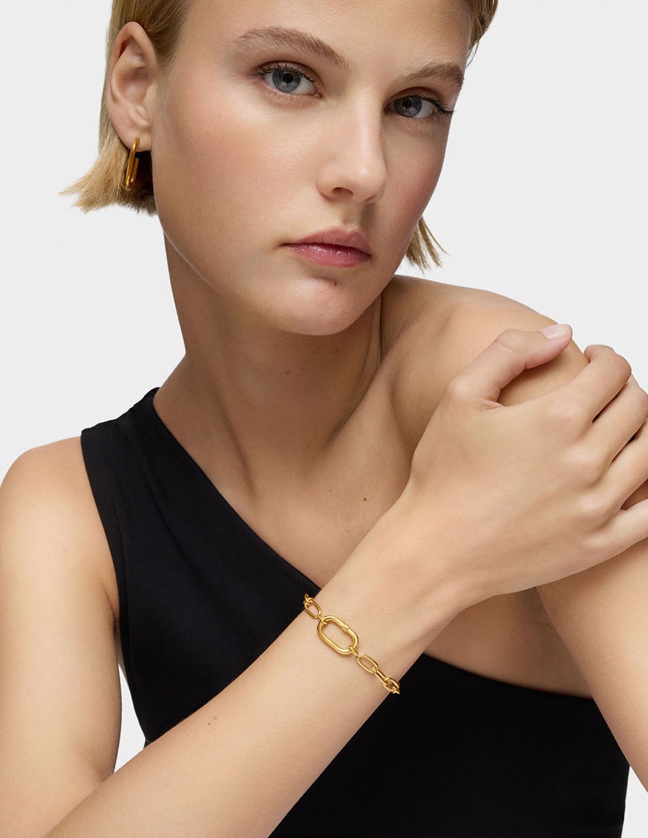 Pulsera de plata p 925 Hold Oval con acabado baño de oro