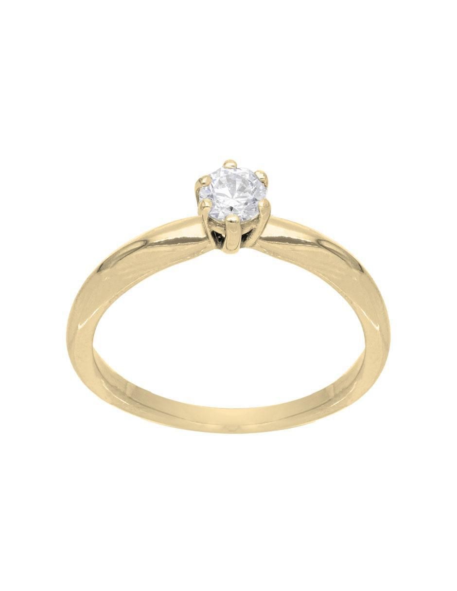 Anillo redondo 10 k de oro rosa zirconia brillante 3