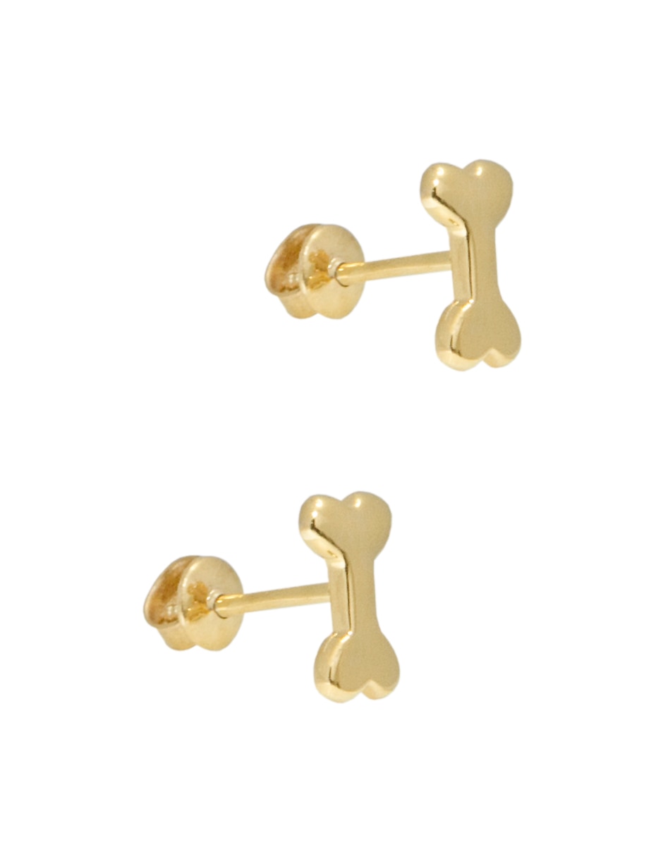 Broqueles de hueso de oro amarillo con acabado brillante 3