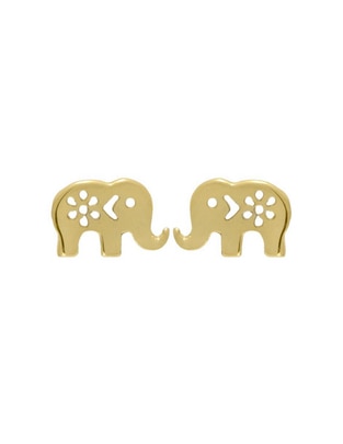 Broqueles de elefante Roca de oro amarillo con acabado brillante
