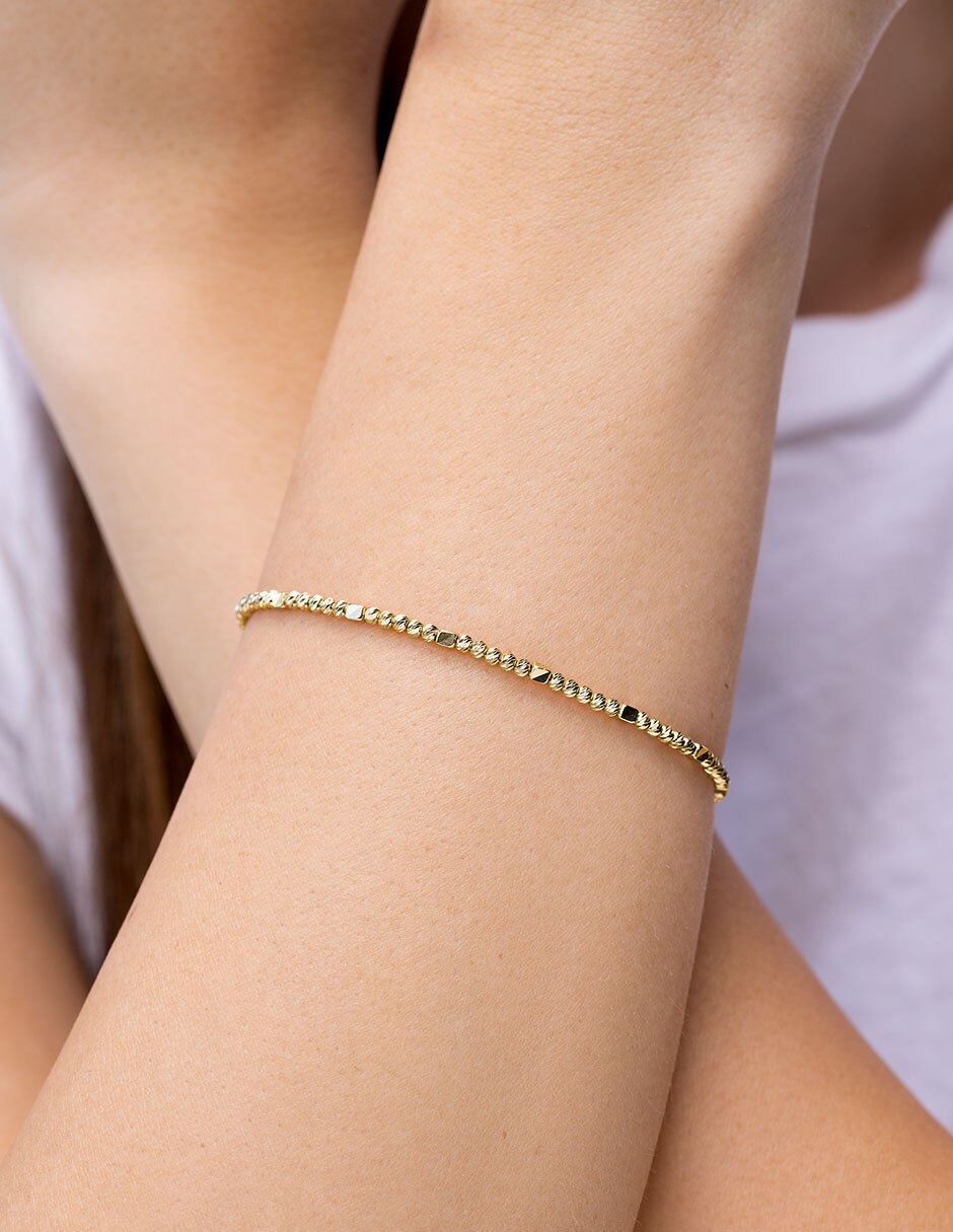 Brazalete de oro 14 K Cube acabado pulido 2