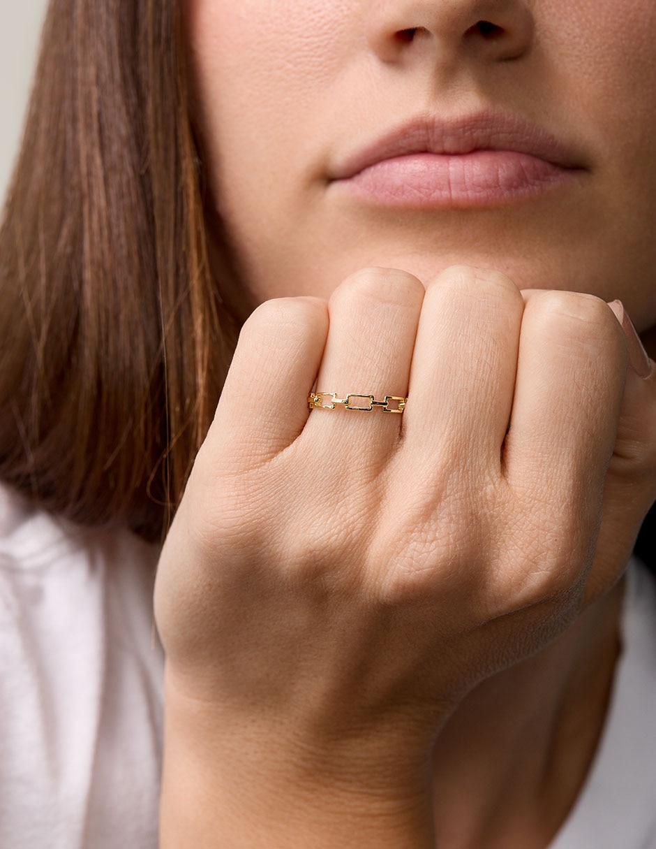 Anillo de eslabones 14 k de oro pulido