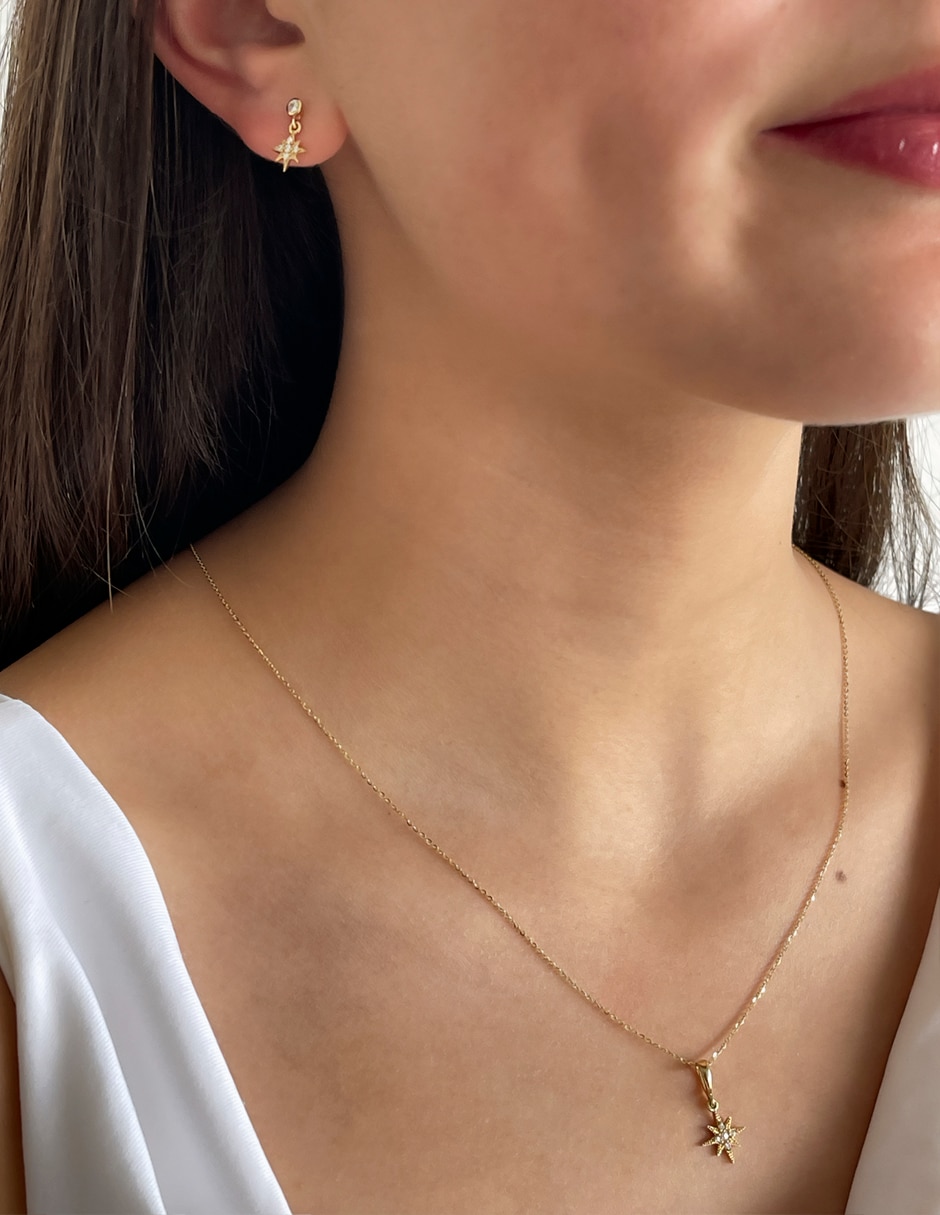 Collar Estrella de estrella Novedades de oro 14 K 3