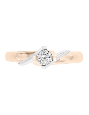 Solitario de oro rosa 14 k Enya diamante