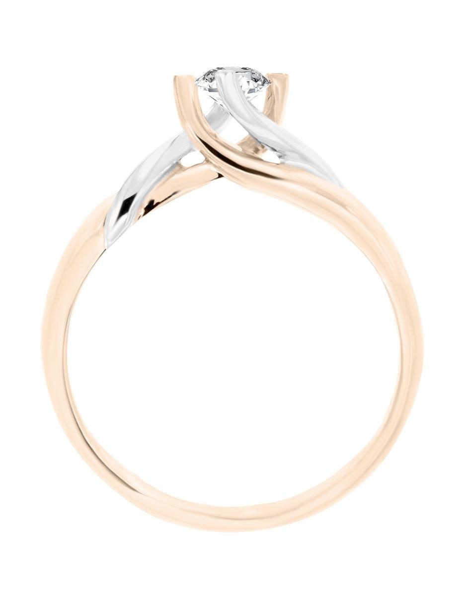 Solitario de oro rosa 14 k Enya diamante