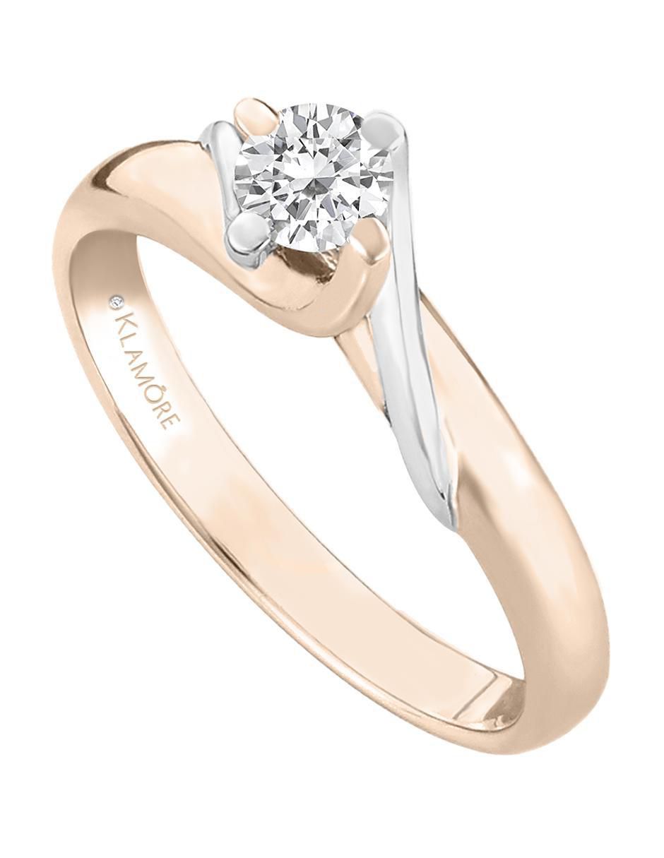 Solitario de oro rosa 14 k Enya diamante