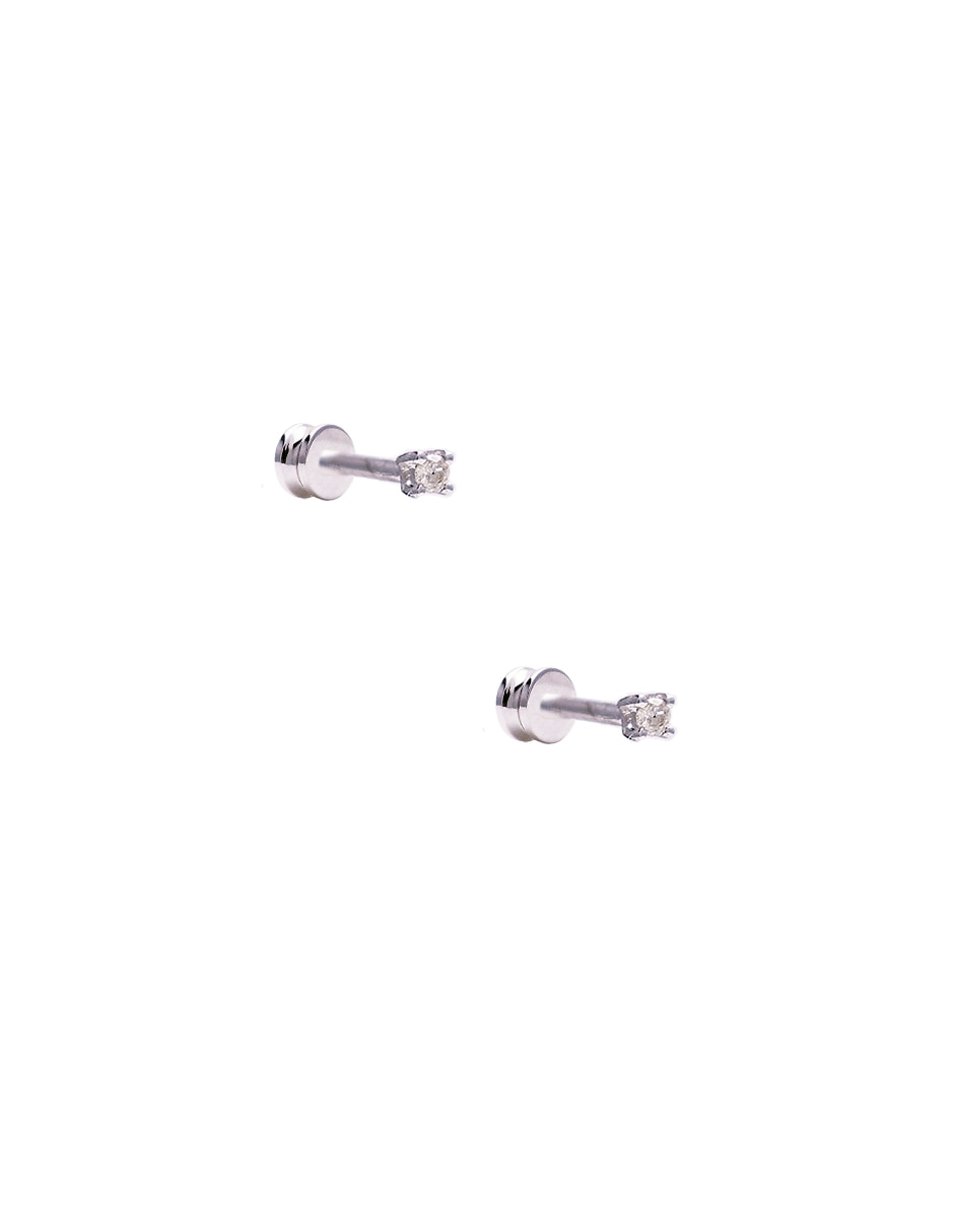 Broqueles de oro blanco con acabado brillante diamante